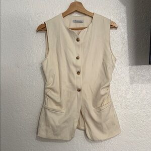 SHEIN Cream Sleeveless Button-Up Top